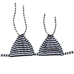 Black and White Striped Euro Montce Bikini Top